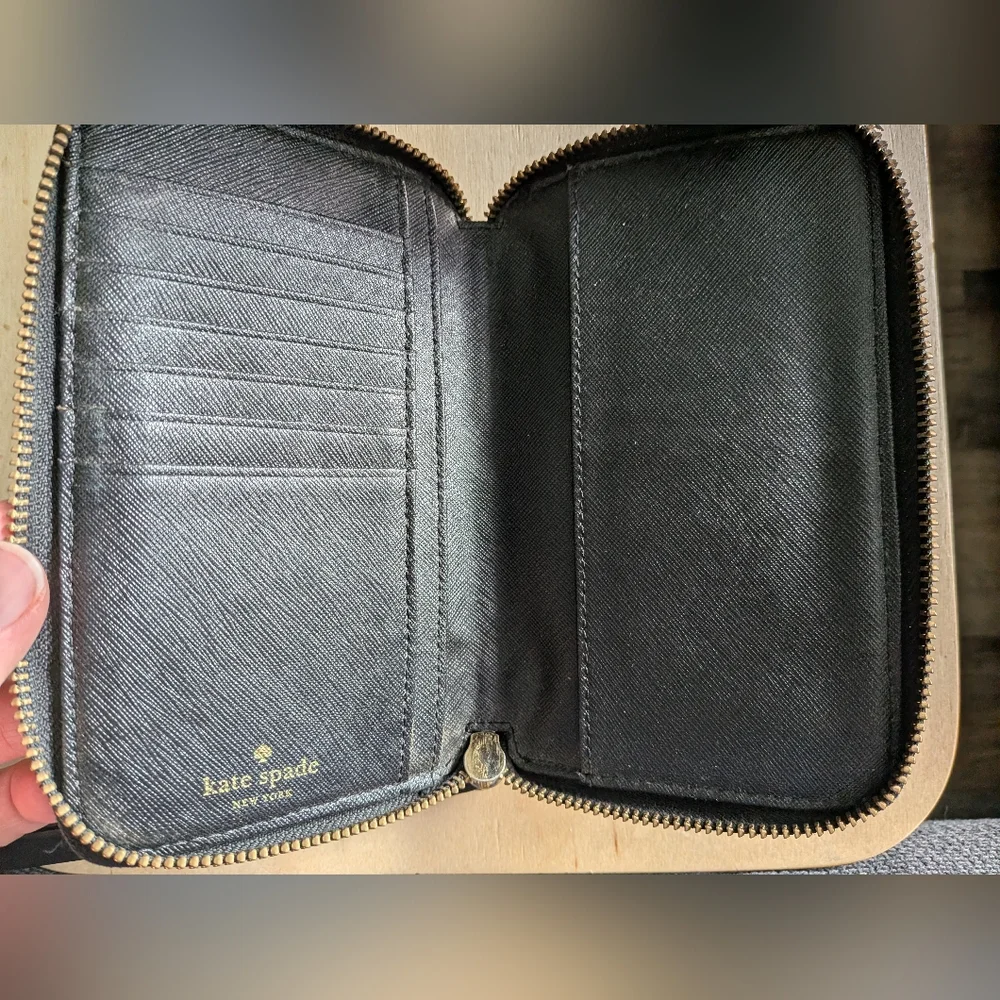 Kate Spade Staci Large Continental Wristlet Wallet Black Saffiano Leather